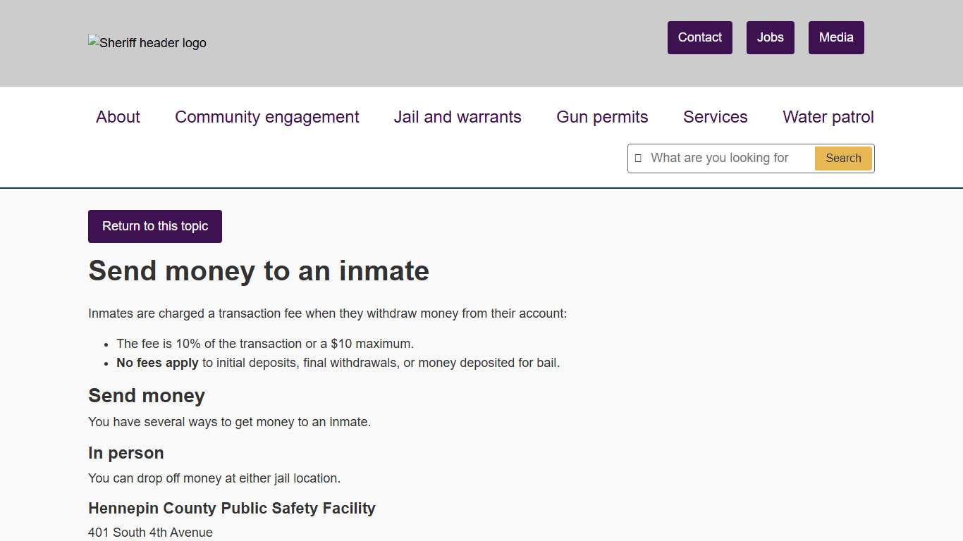Send money to an inmate | Hennepin County Sheriff's Office
